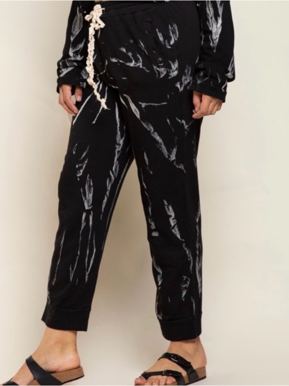 #1317  POL women's Black Tie-Dye Jogger Pants
